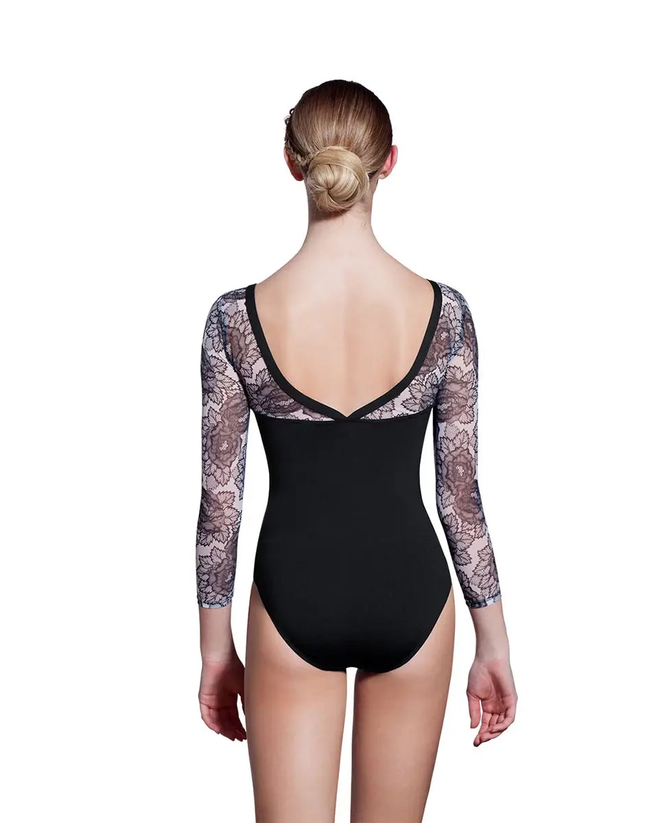Tylor Long Sleeve Print Mesh Leotard