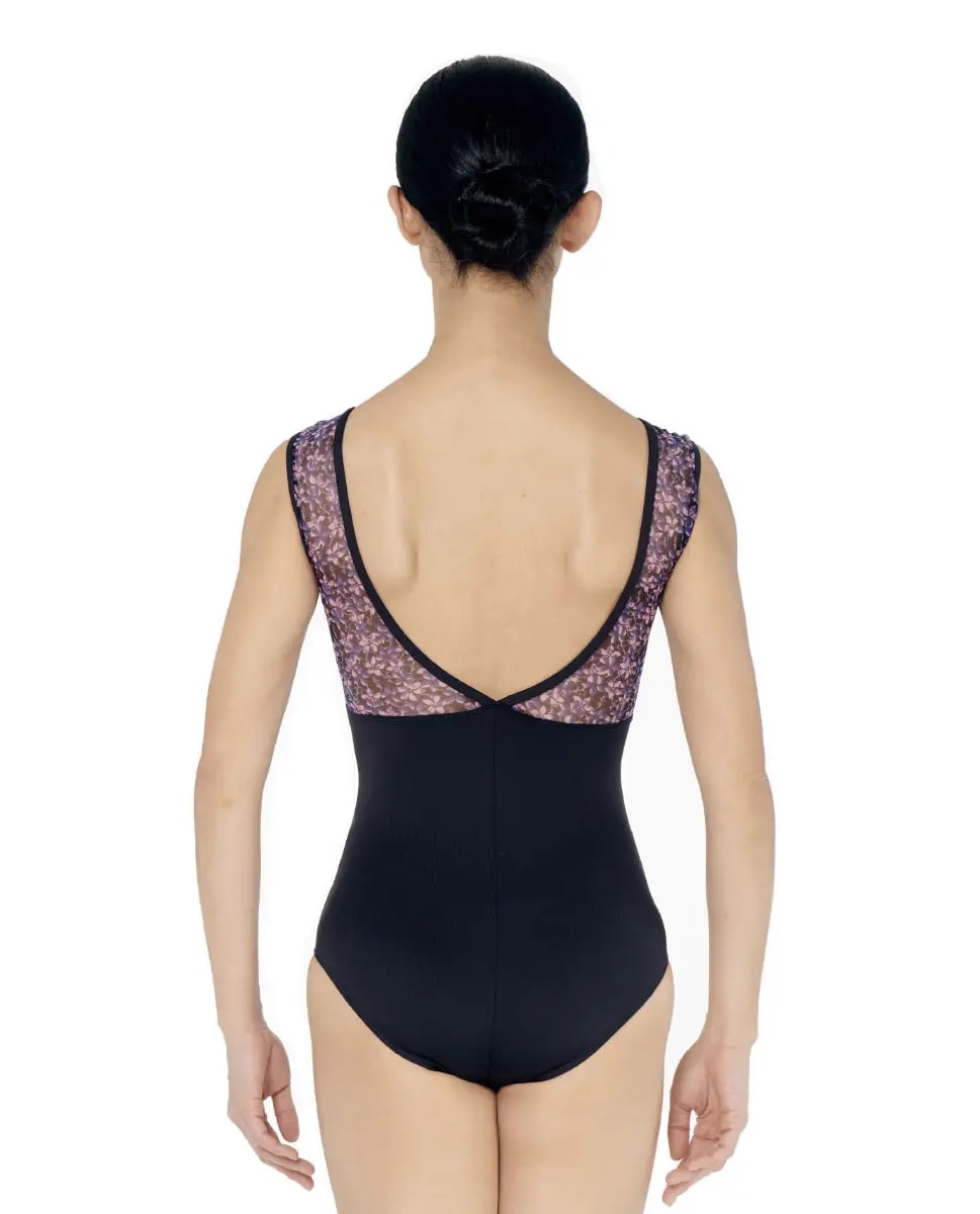 Cap Sleeve Printed Mesh Leotard Maribel