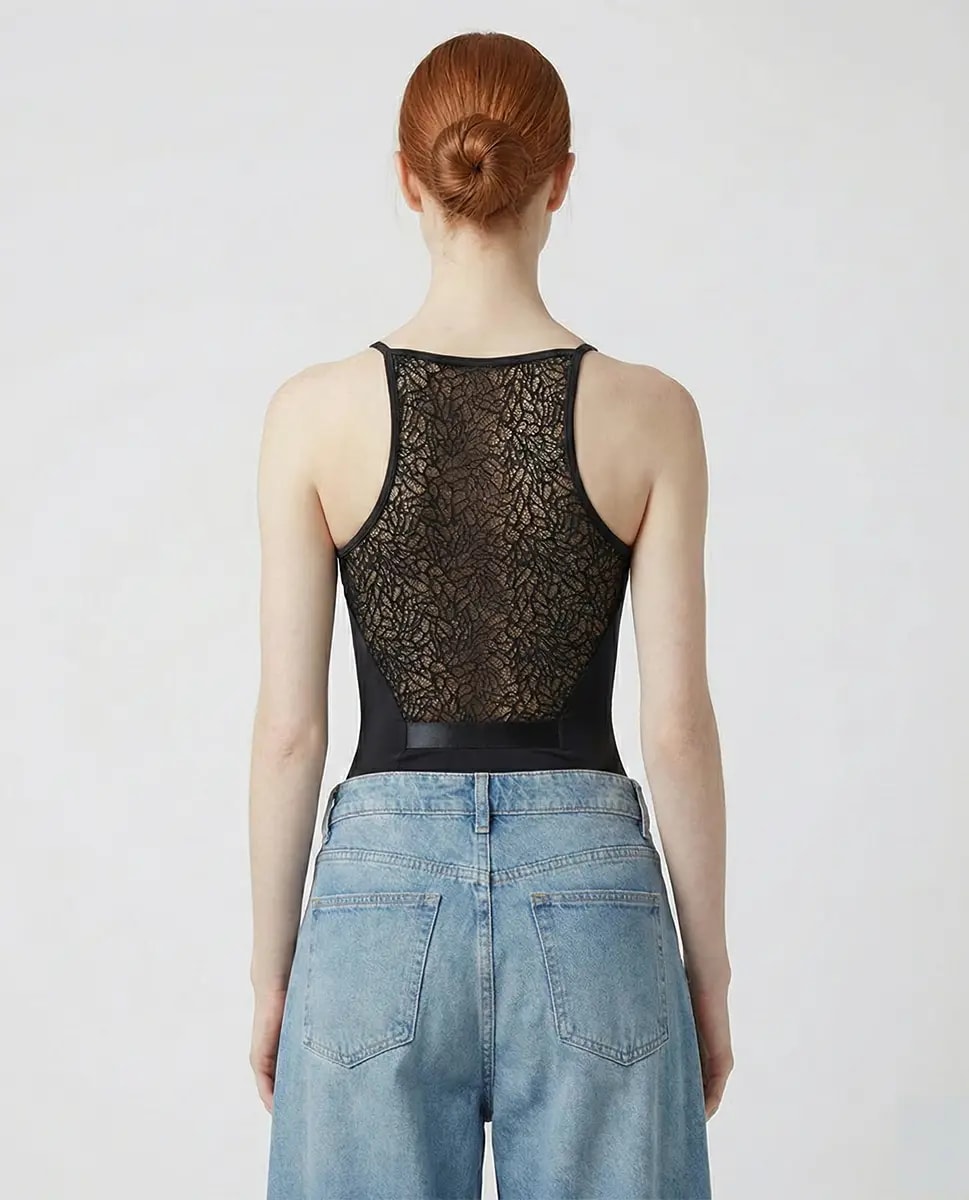 Millie Lace-Back Camisole Zip-Front Bodysuit - View 2