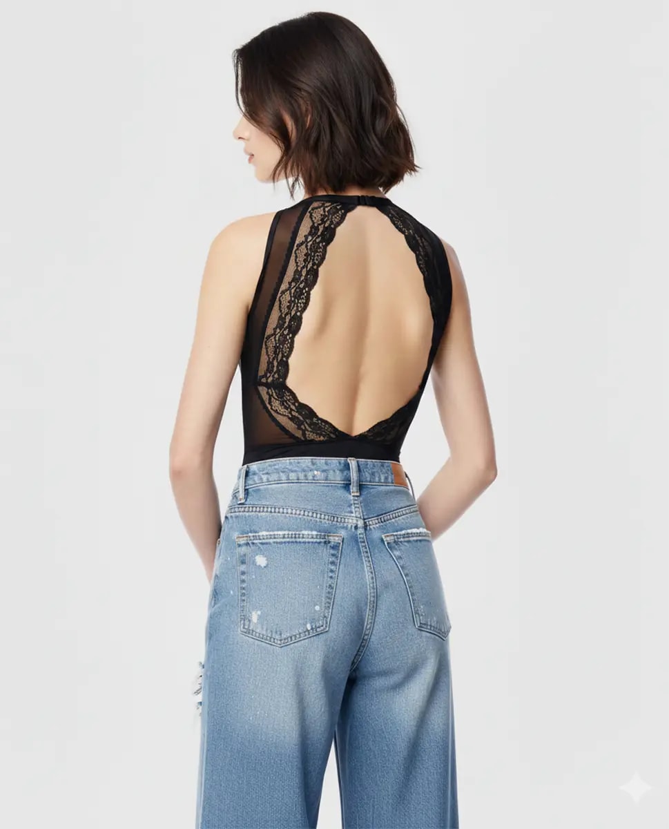 Freya Open-Back Lace High-Neck Bodysuit - View 2