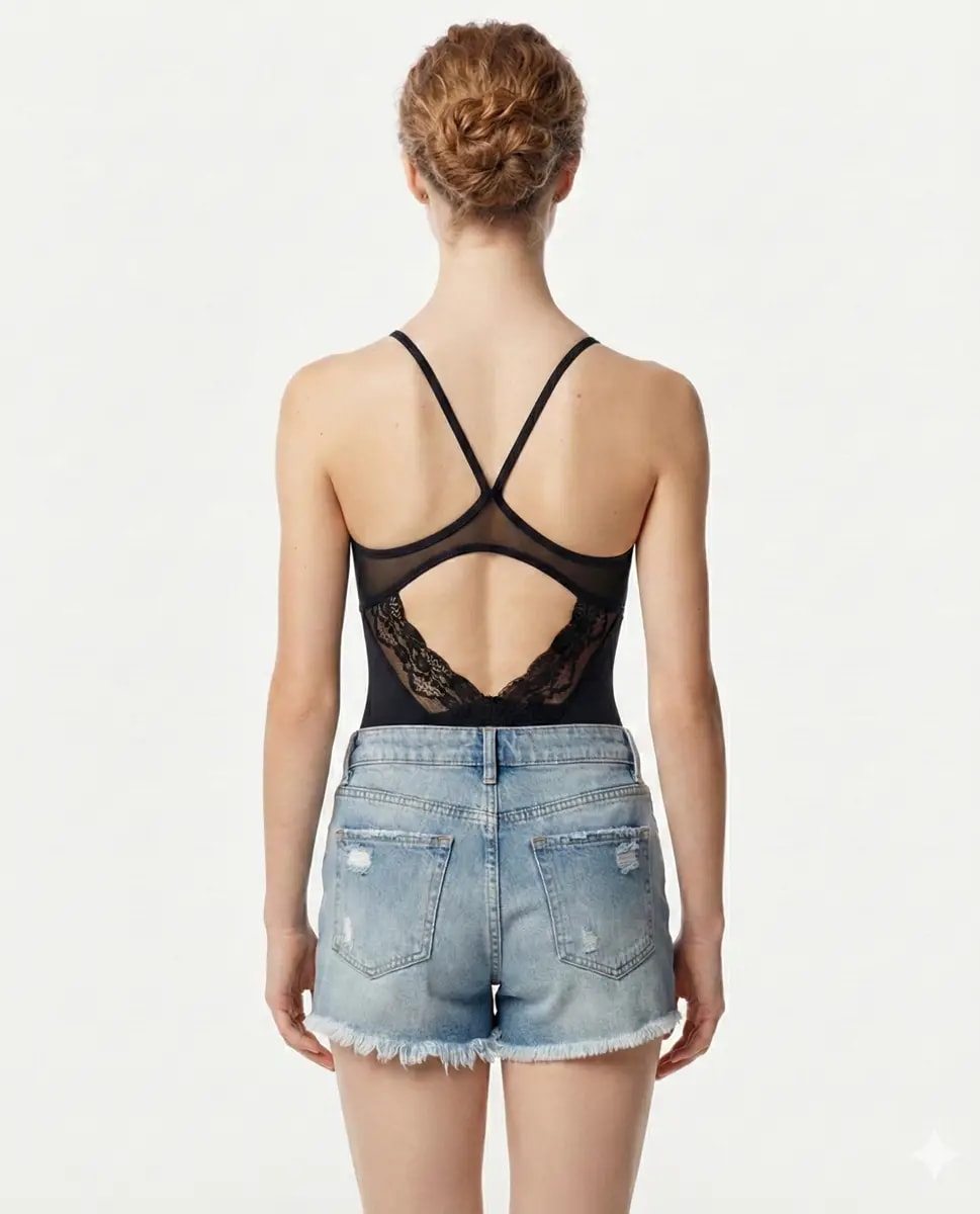 Blakely Open-Back Lace Camisole Bodysuit - View 2