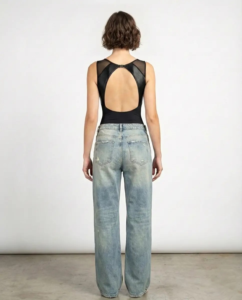 Gigi Illusion Mesh Tank Bodysuit - View 2